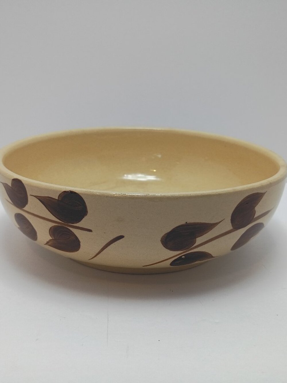 Vintage Watt Pottery #96 USA Ovenware Stoneware Bowl Brown Leaf